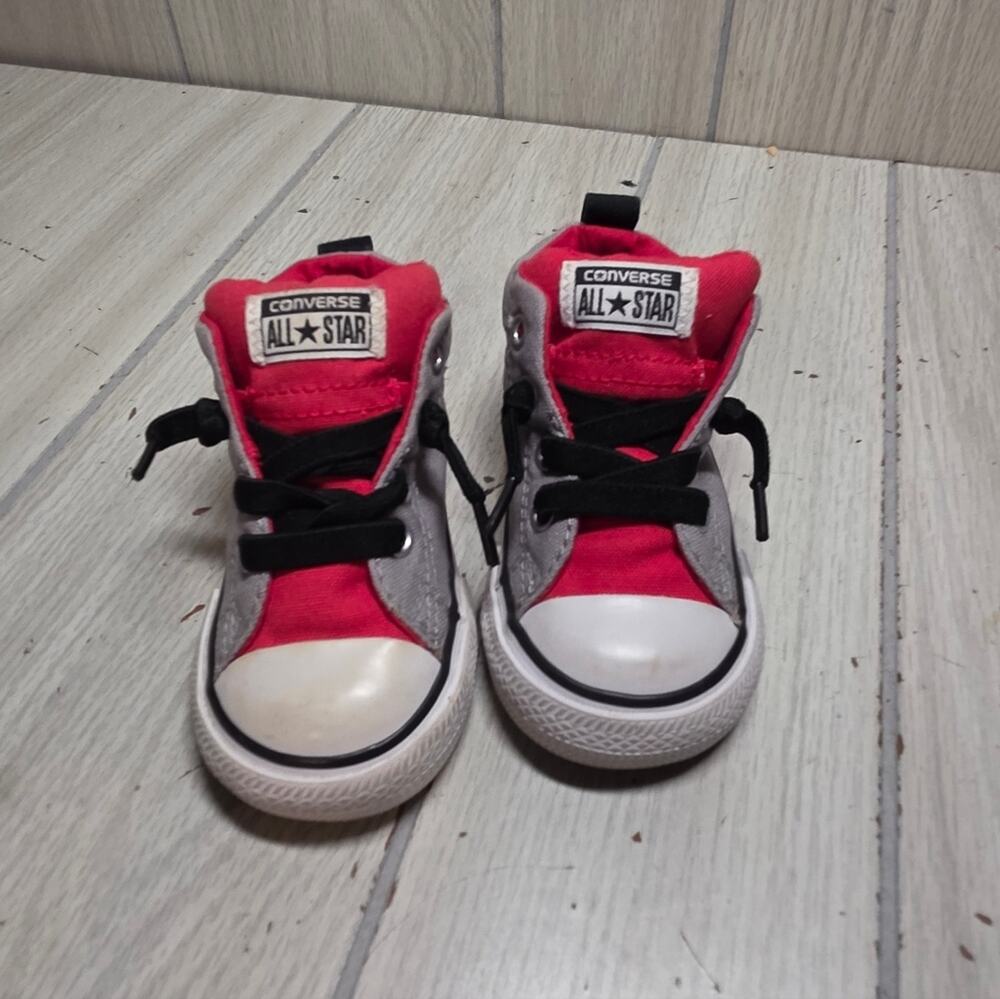 Converse All Star Chuck Taylors Gray Red Infant Shoes Size 5